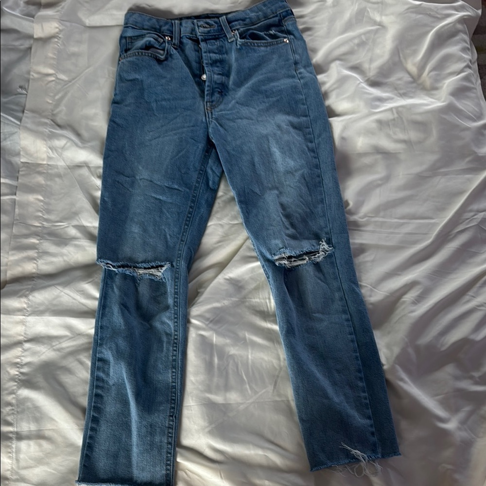 Wild Fable Blue Straight Leg Jeans Distressed